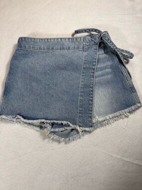 Free People We The Free Denim Wrap Skirt Light Wash Size 2